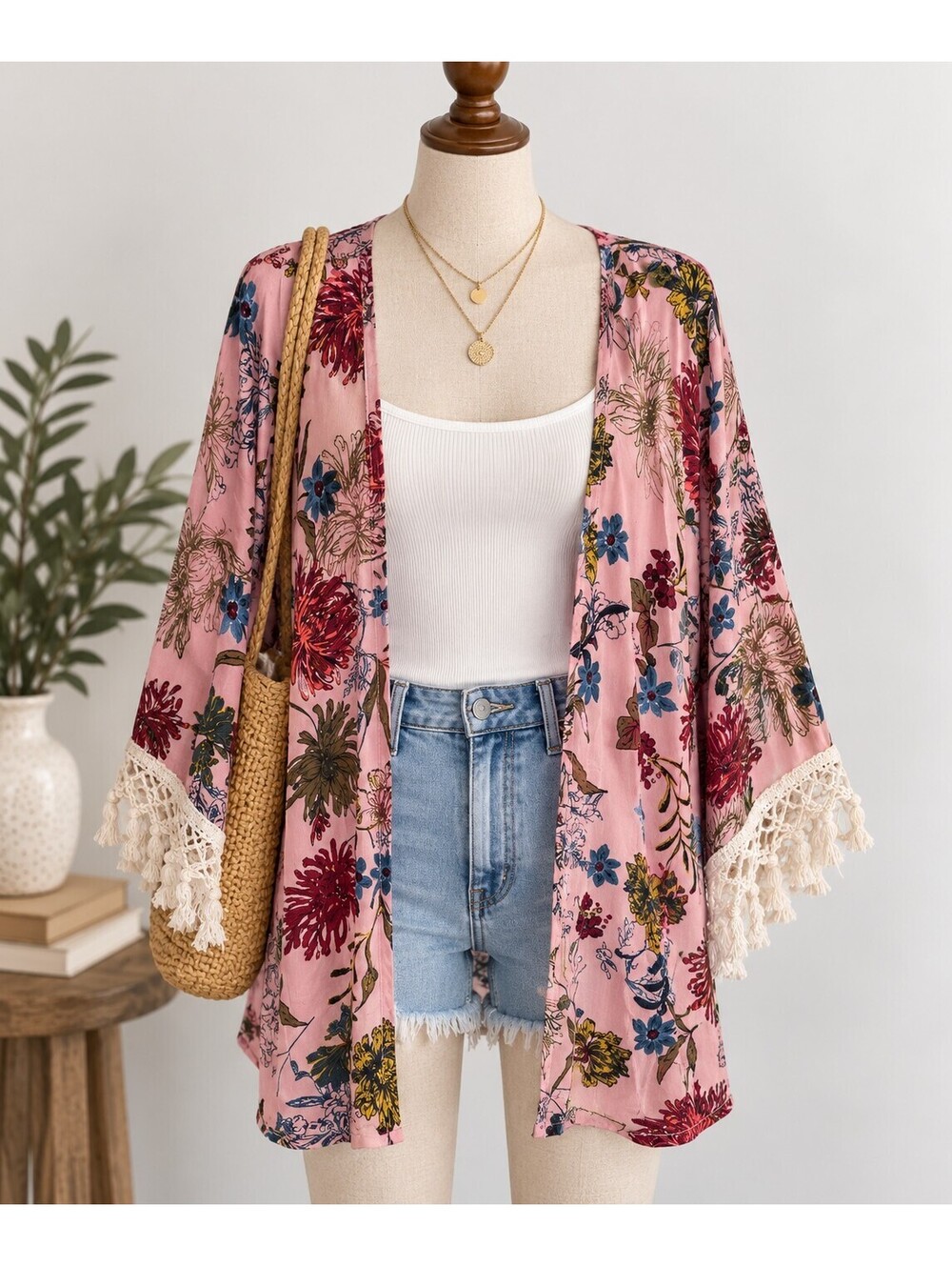 Umgee pink floral kimono